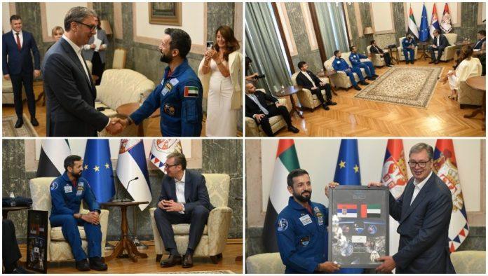 vucic-ugostio-ministra-omladine-uae:-srdacan-susret-u-predsednistvu-s-prvim-arapskim-astronautom-(foto)