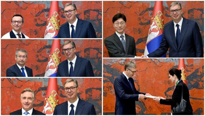 obavljena-predaja-akreditivnih-pisama-vucicu:-predsednik-sa-novoimenovanim-ambasadorima-5-drzava-o-vaznim-temama-(foto)