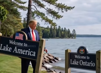 “JEZERO ONTARIO SADA I ZAUVEK” Kanada postavila natpis: Tramp u AI snimku ruši tablu i igra “jezero-ontario-sada-i-zauvek”-kanada-postavila-natpis:-tramp-u-ai-snimku-rusi-tablu-i-igra